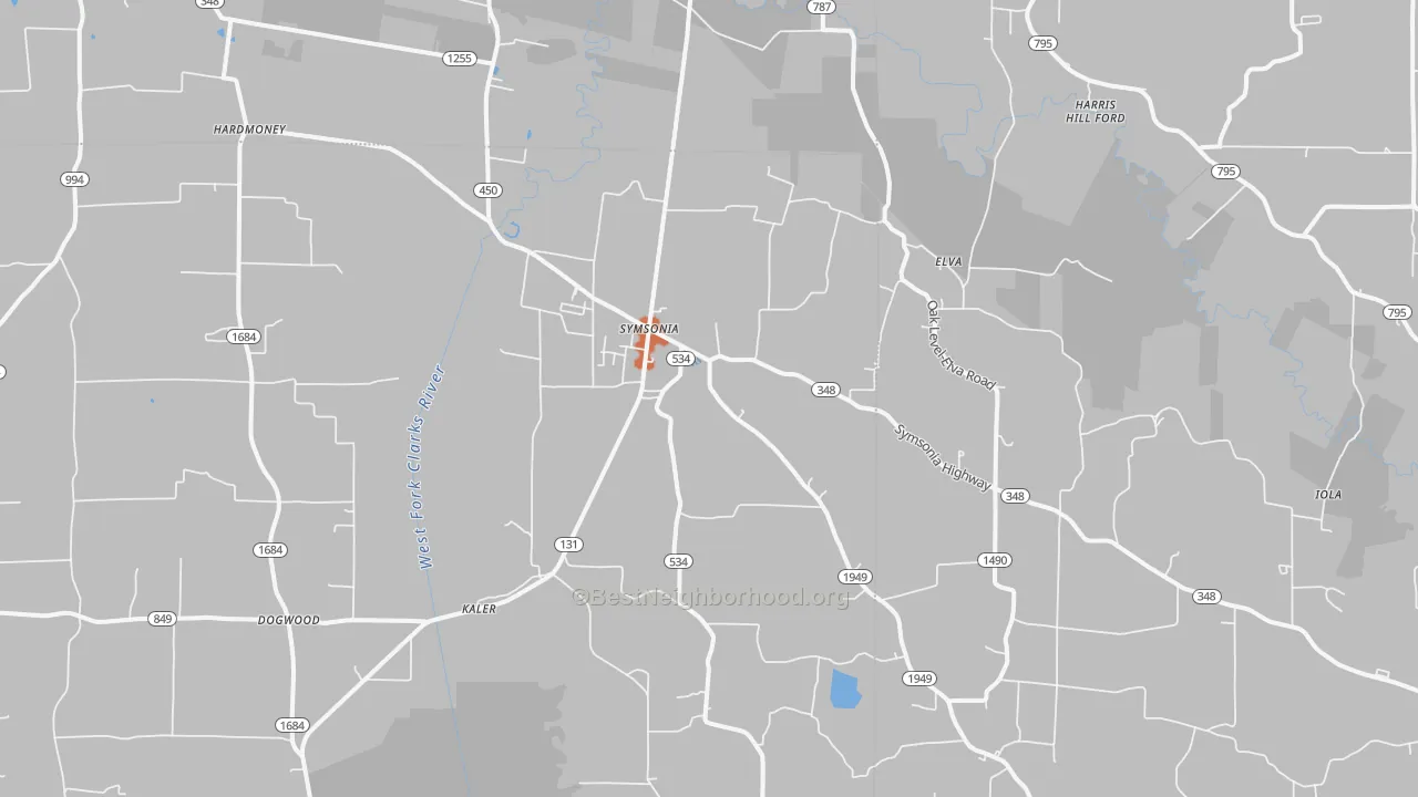 Bike Grade map of Symsonia, KY