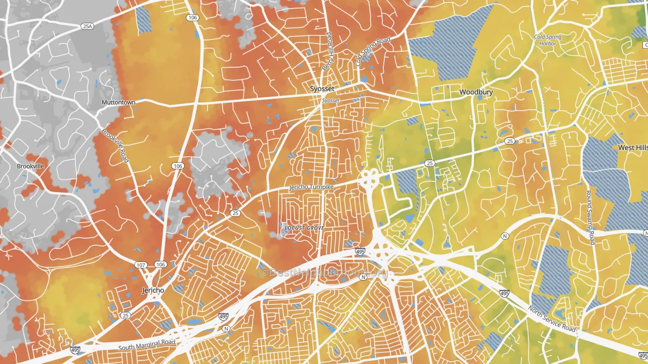 Bike Grade map of Syosset, NY