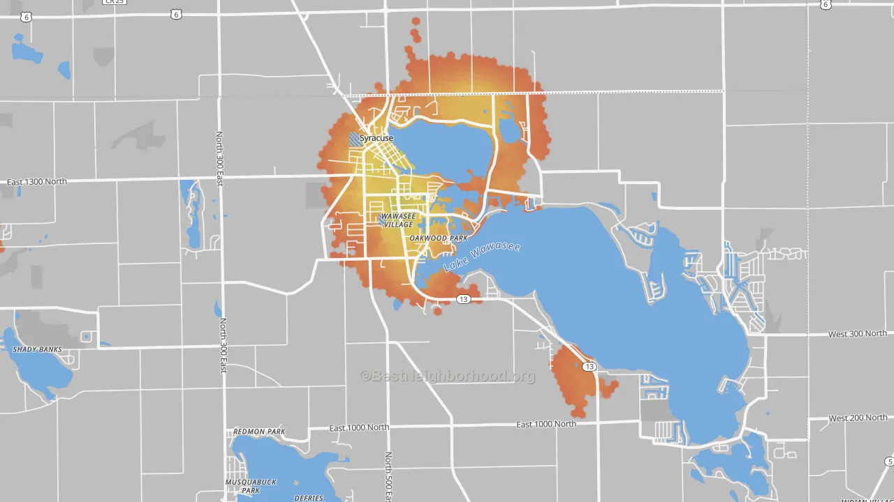 Bike Grade map of Syracuse, IN