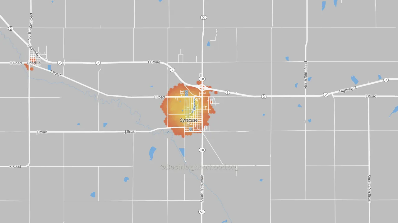 Bike Grade map of Syracuse, NE
