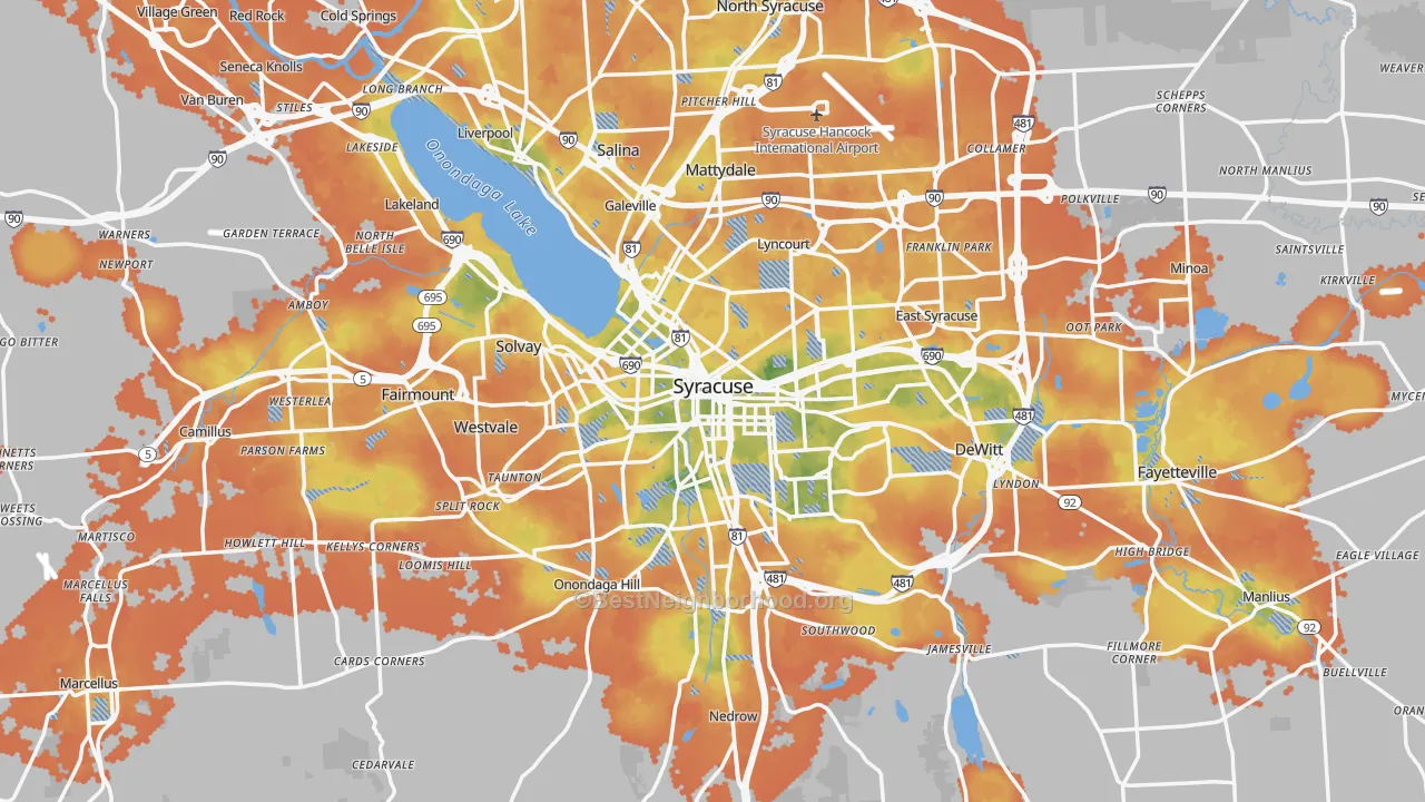 Bike Grade map of Syracuse, NY
