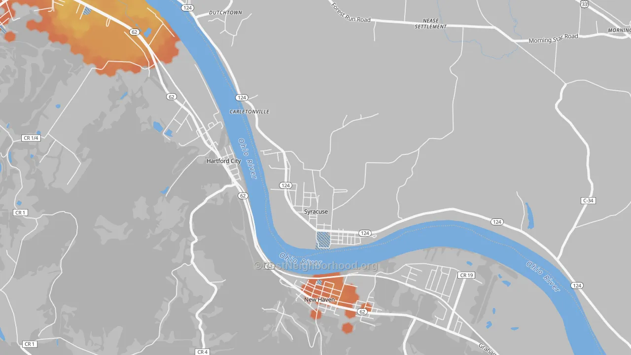 Bike Grade map of Syracuse, OH