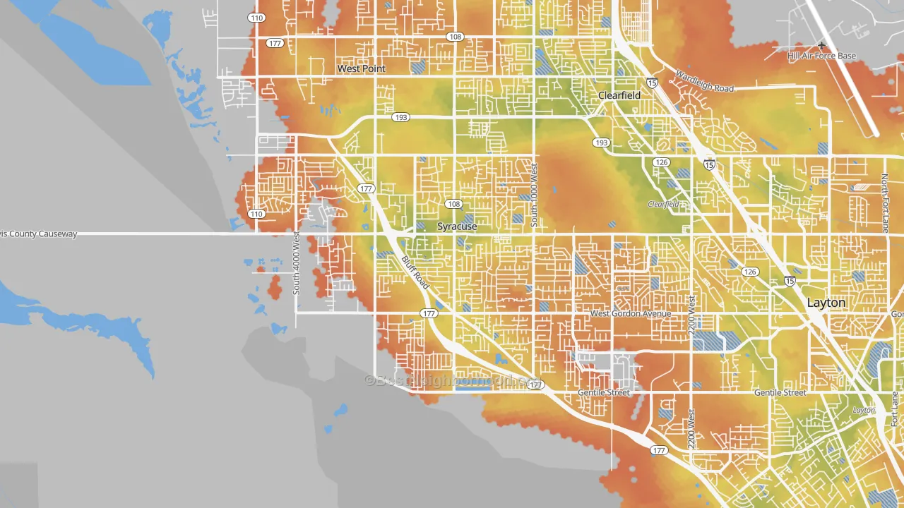 Bike Grade map of Syracuse, UT