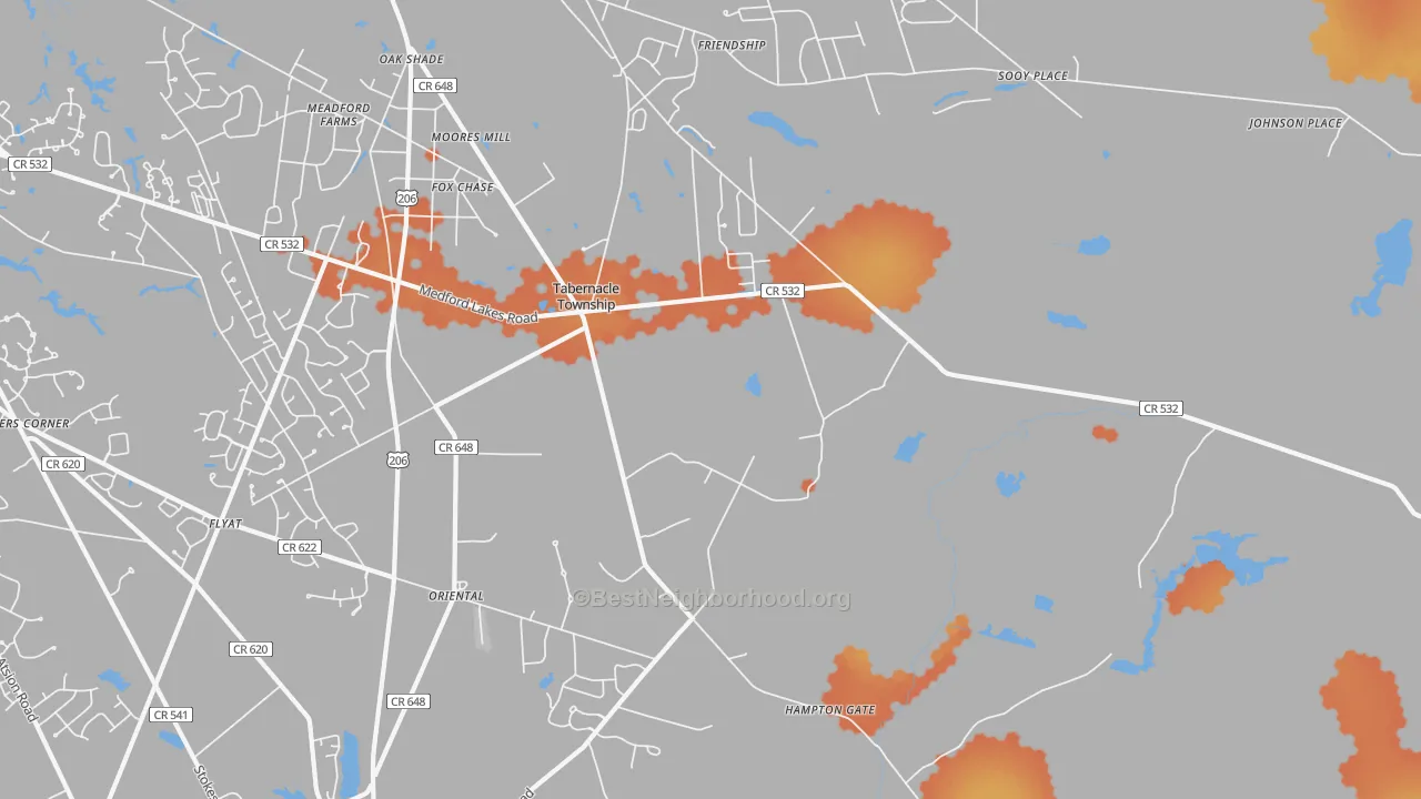 Bike Grade map of Tabernacle, NJ