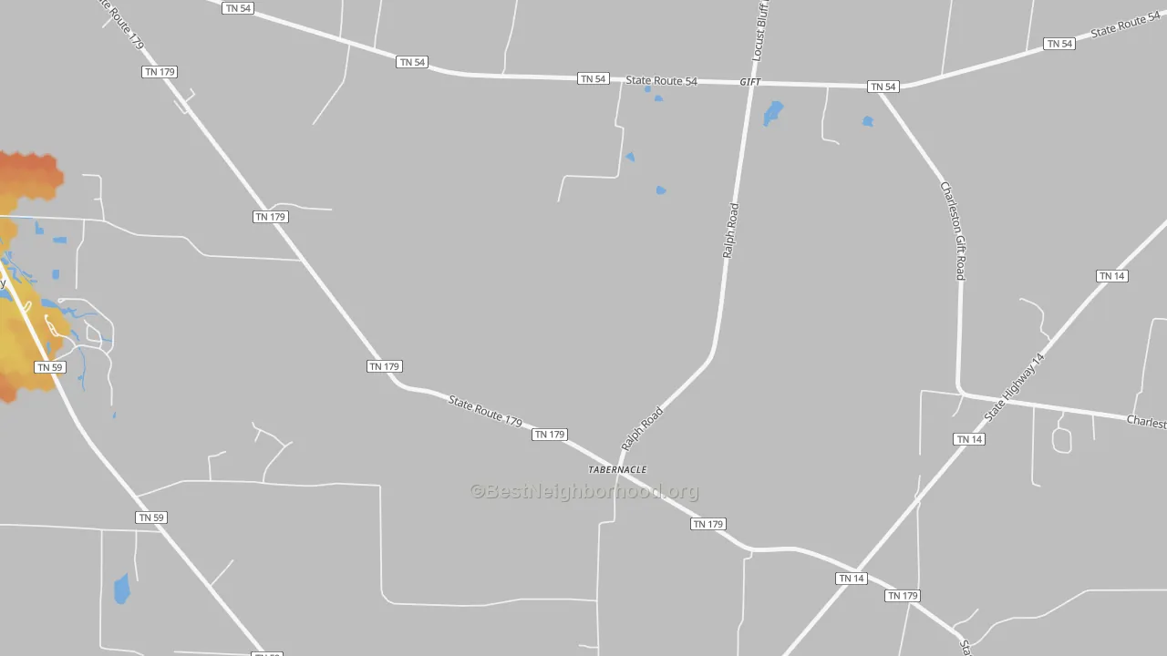 Bike Grade map of Tabernacle, TN