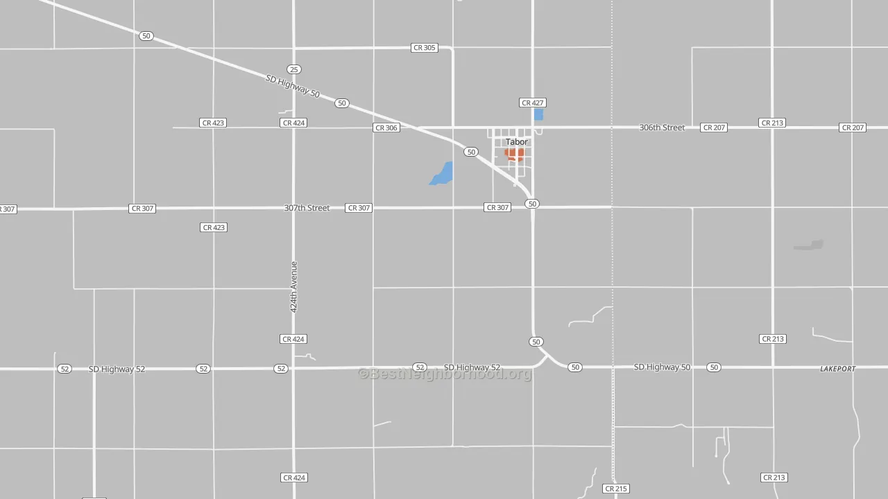 Bike Grade map of Tabor, SD