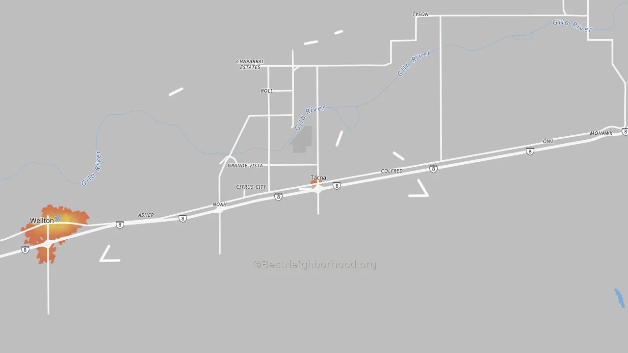 Bike Grade map of Tacna, AZ