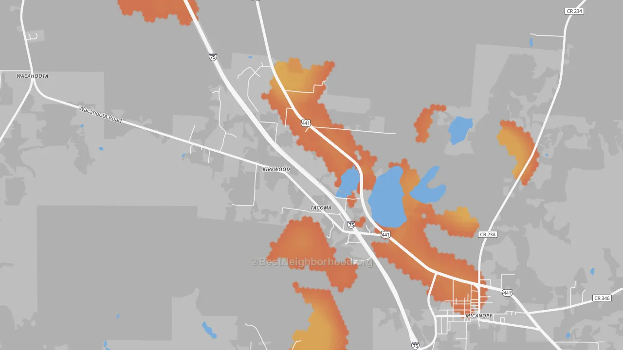 Bike Grade map of Tacoma, FL