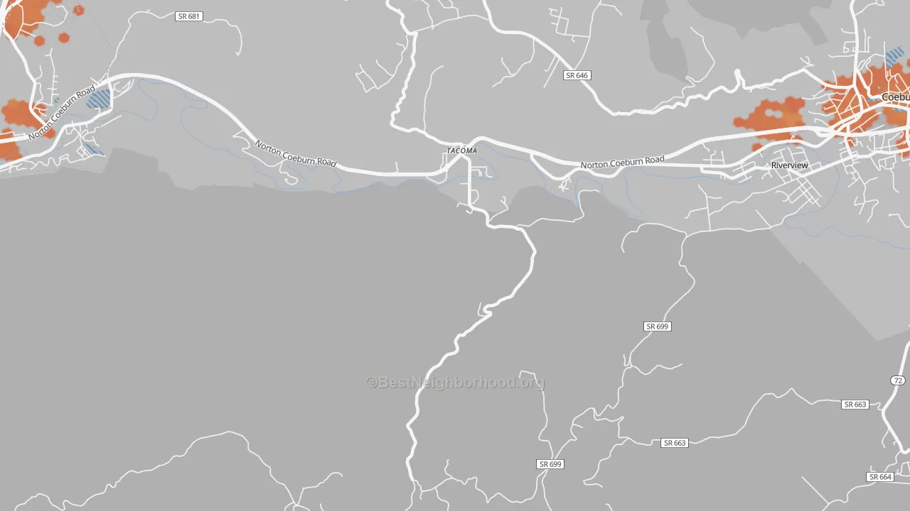 Bike Grade map of Tacoma, VA