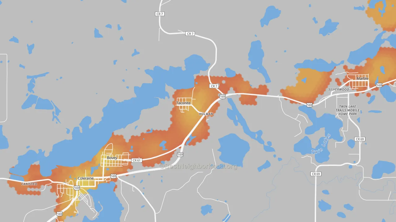 Bike Grade map of Taconite, MN