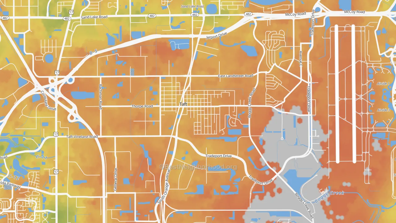 Bike Grade map of Taft, FL