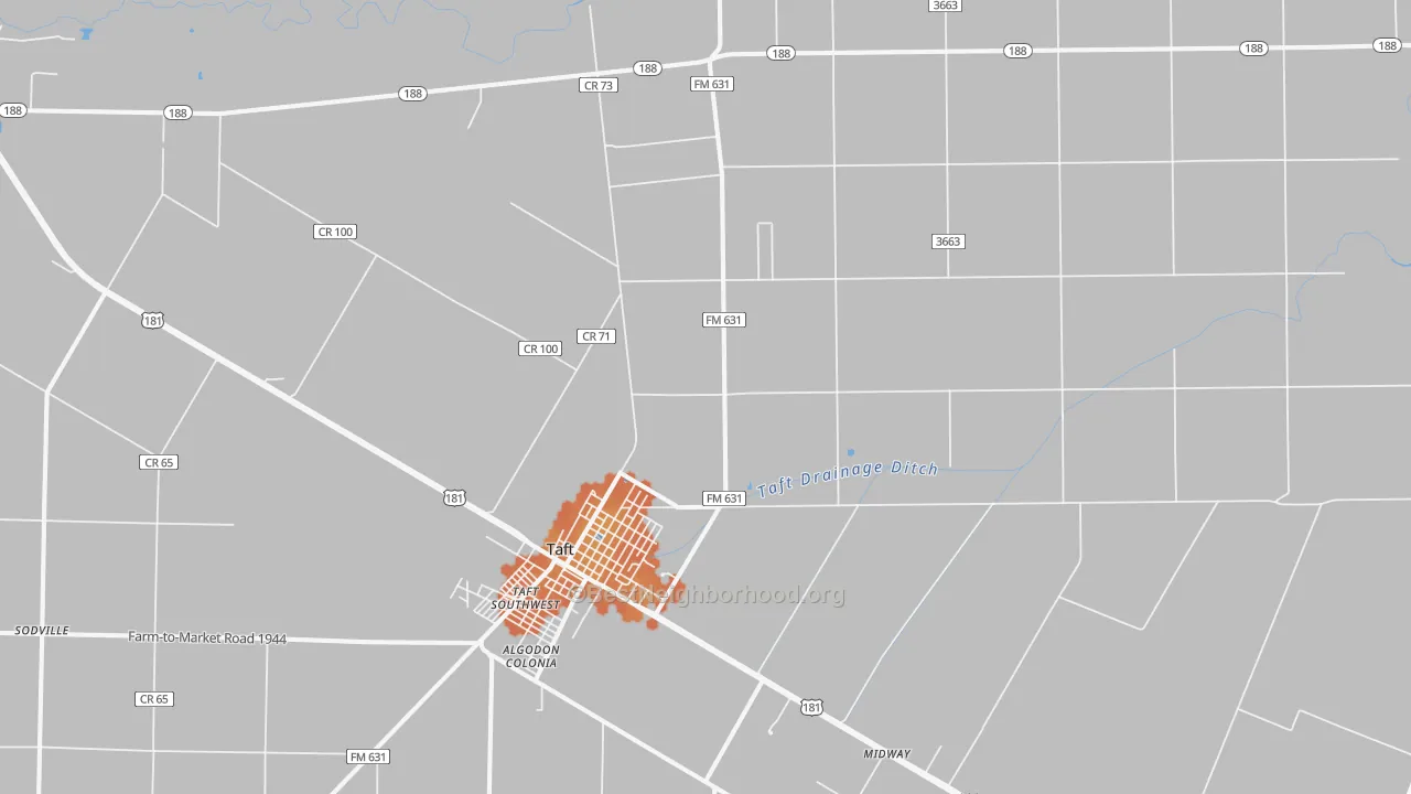 Bike Grade map of Taft Southwest, TX