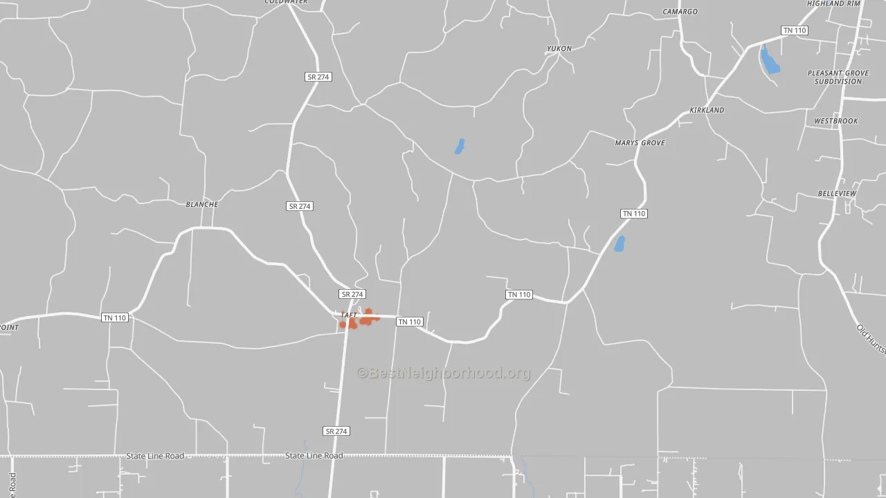 Bike Grade map of Taft, TN