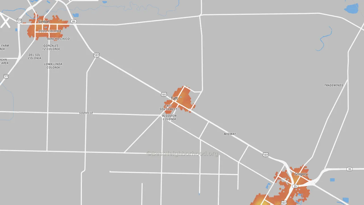 Bike Grade map of Taft, TX