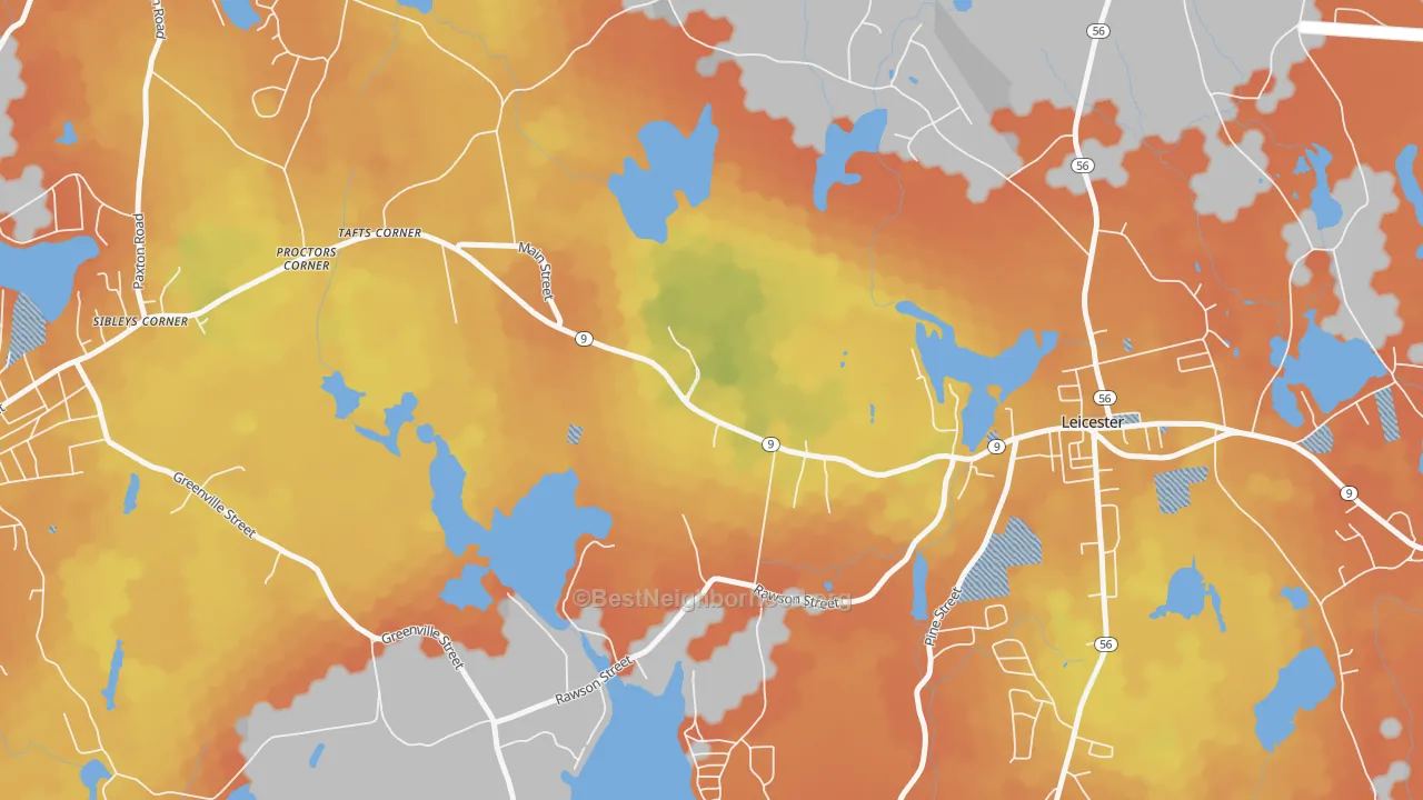 Bike Grade map of Tafts Corner, MA