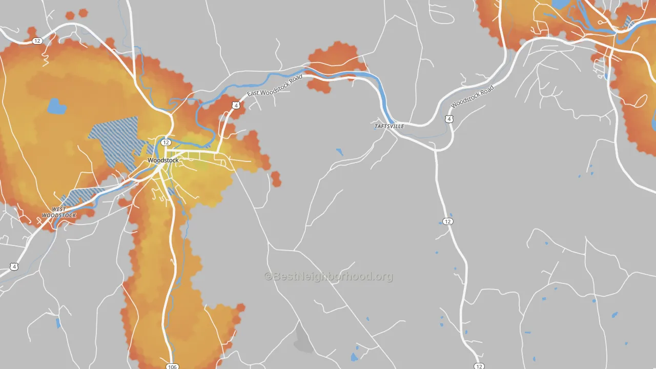 Bike Grade map of Taftsville, VT
