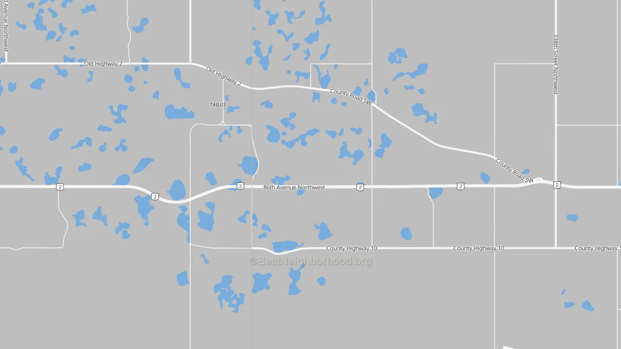 Bike Grade map of Tagus, ND