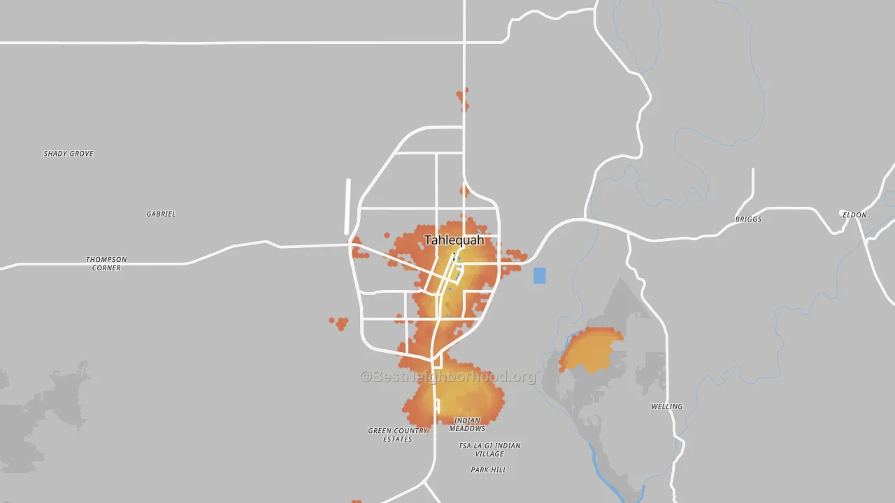 Bike Grade map of Tahlequah, OK
