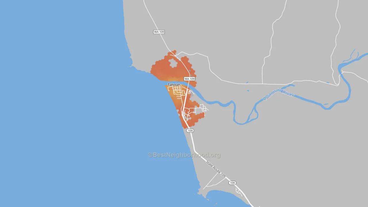 Bike Grade map of Taholah, WA