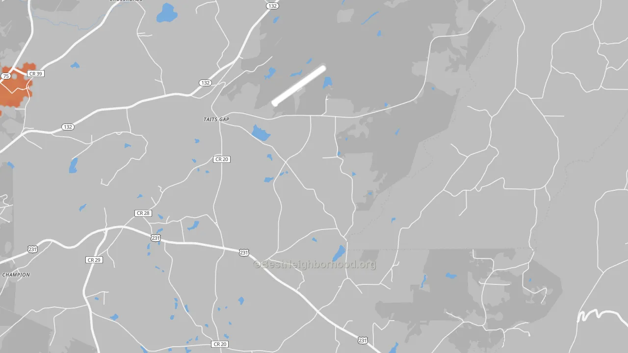 Bike Grade map of Taits Gap, AL