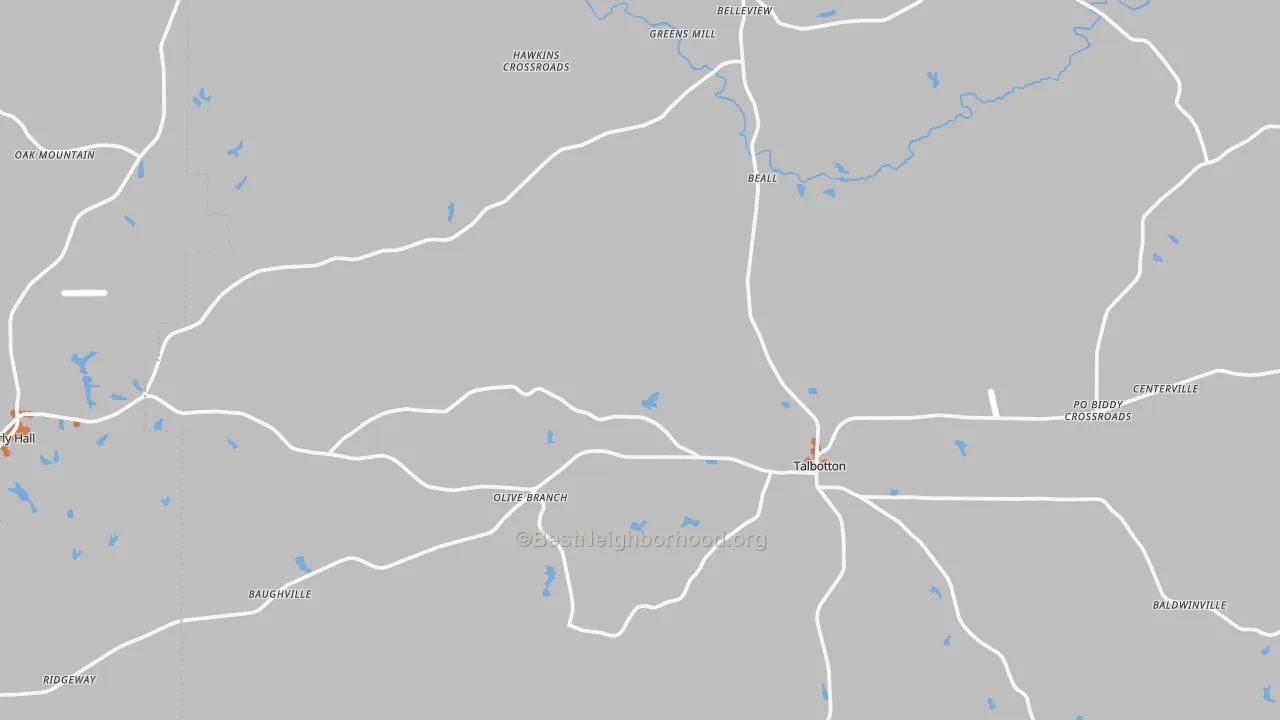 Bike Grade map of Talbot County, GA