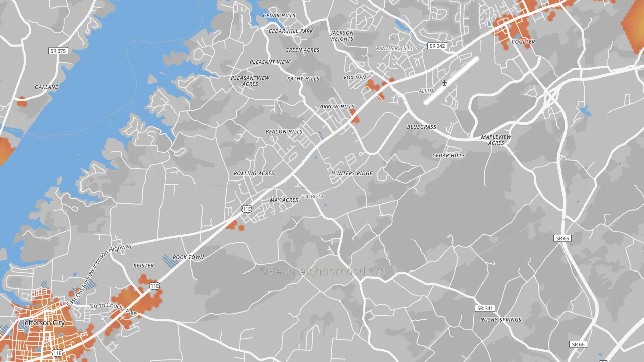 Bike Grade map of Talbott, TN