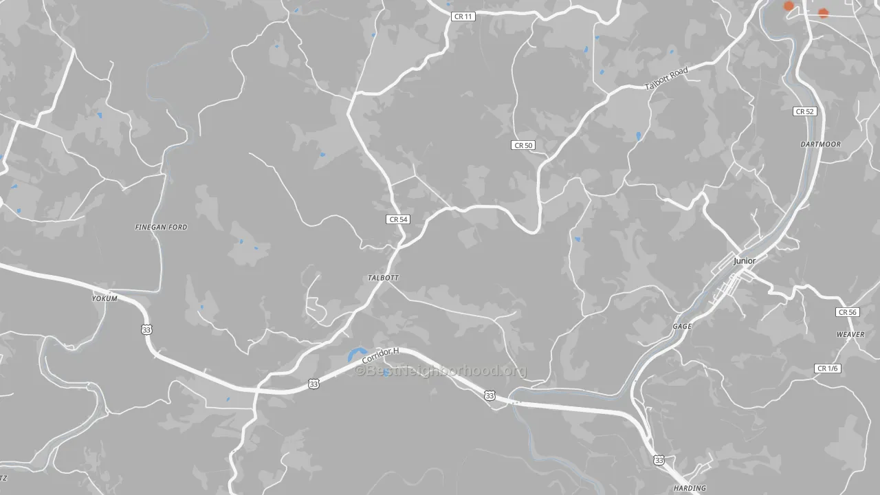 Bike Grade map of Talbott, WV