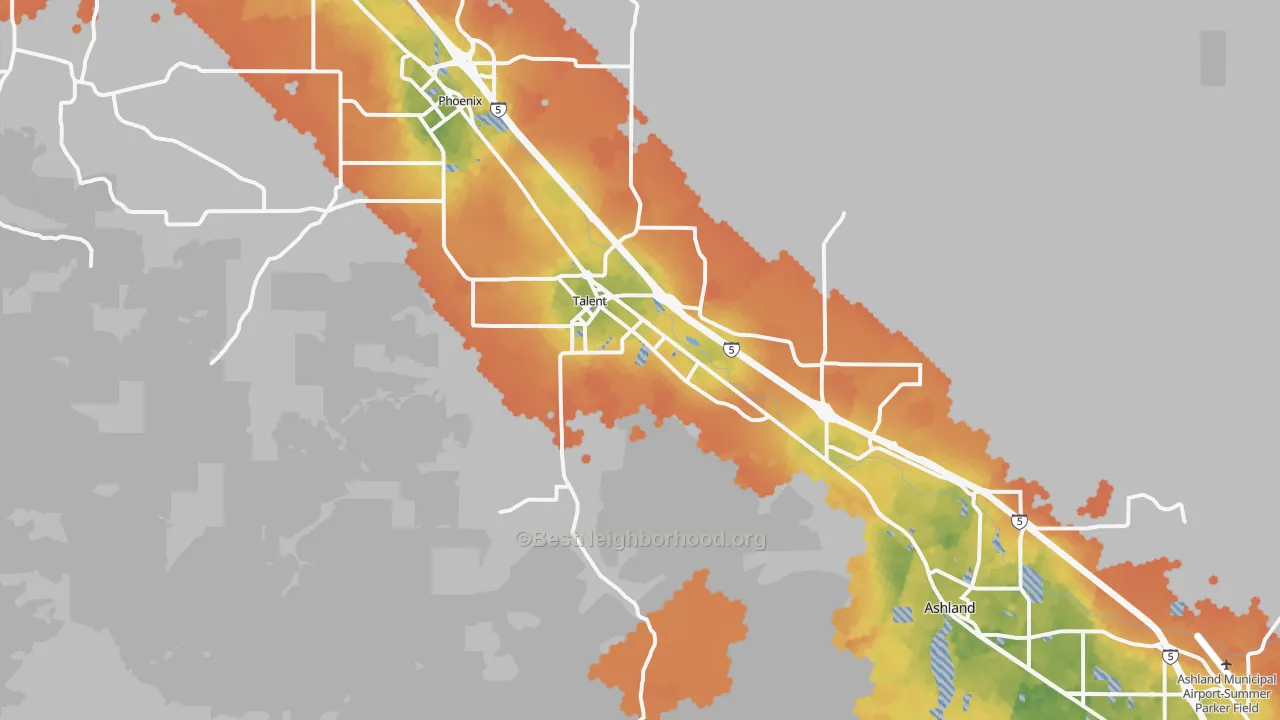 Bike Grade map of Talent, OR