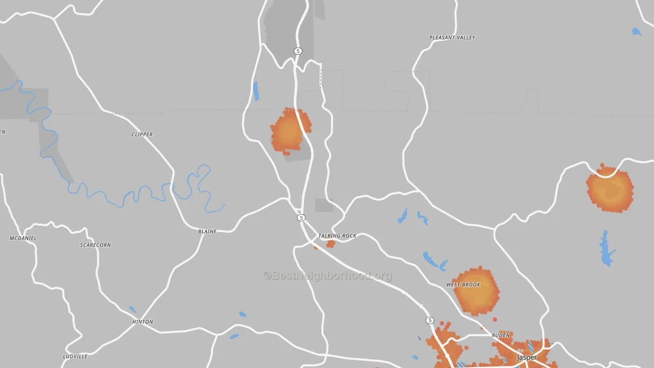 Bike Grade map of Talking Rock, GA