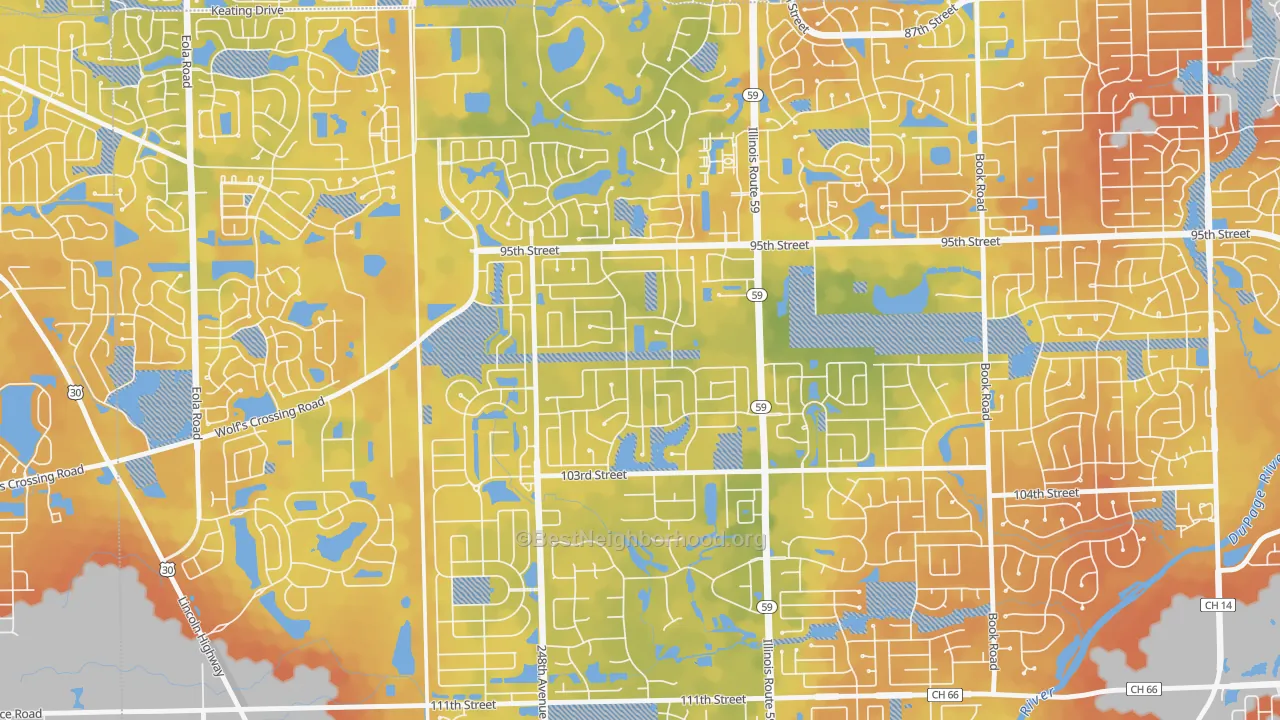 Bike Grade map of Tall Grass, Naperville, IL