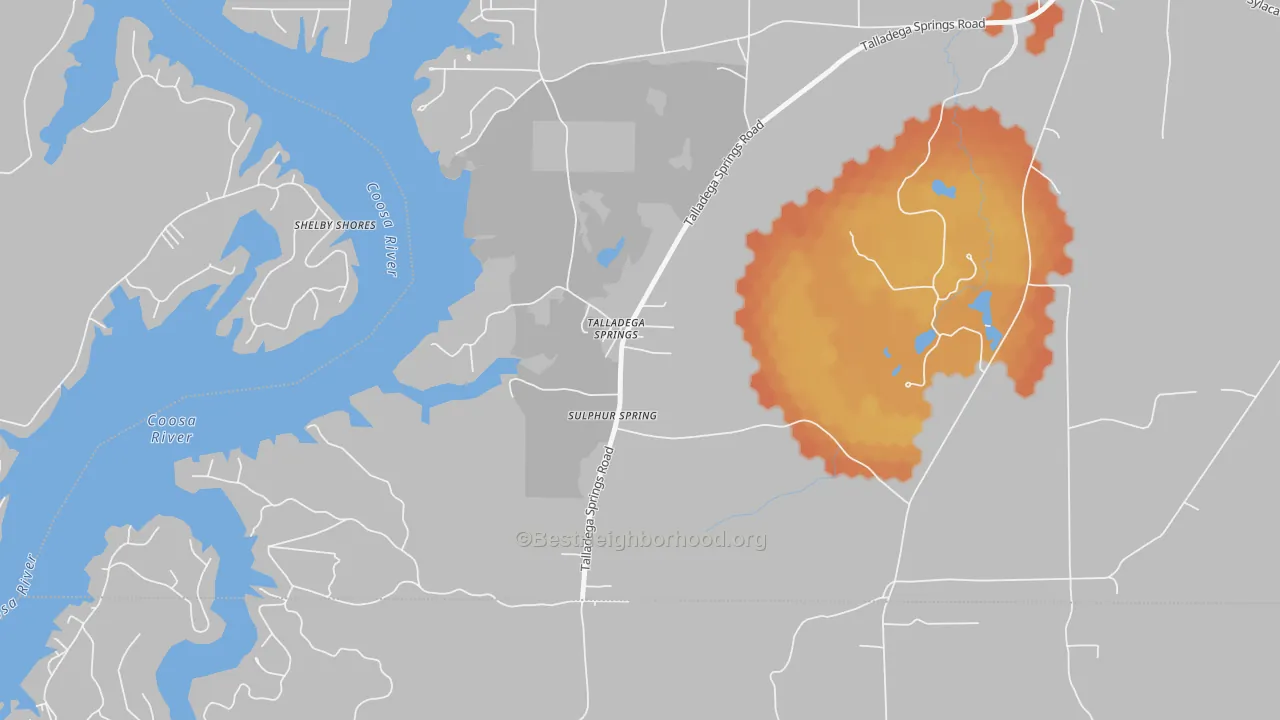 Bike Grade map of Talladega Springs, AL