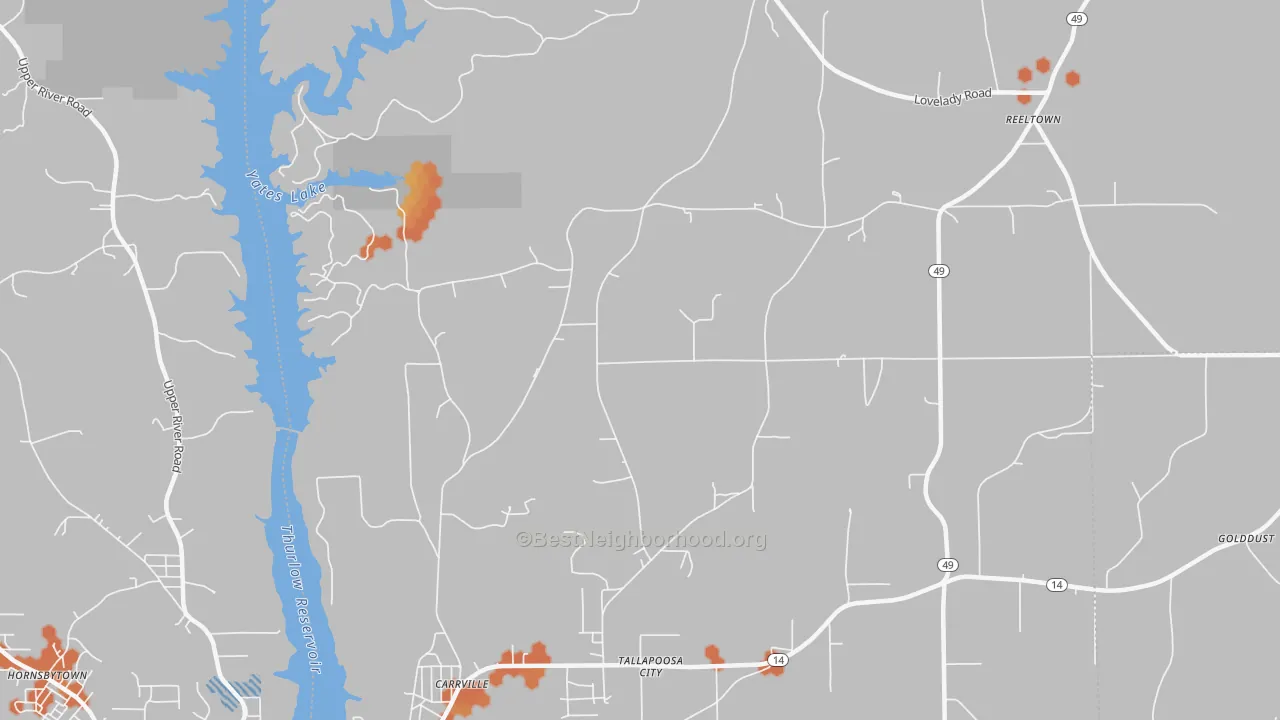Bike Grade map of Tallapoosa City, AL