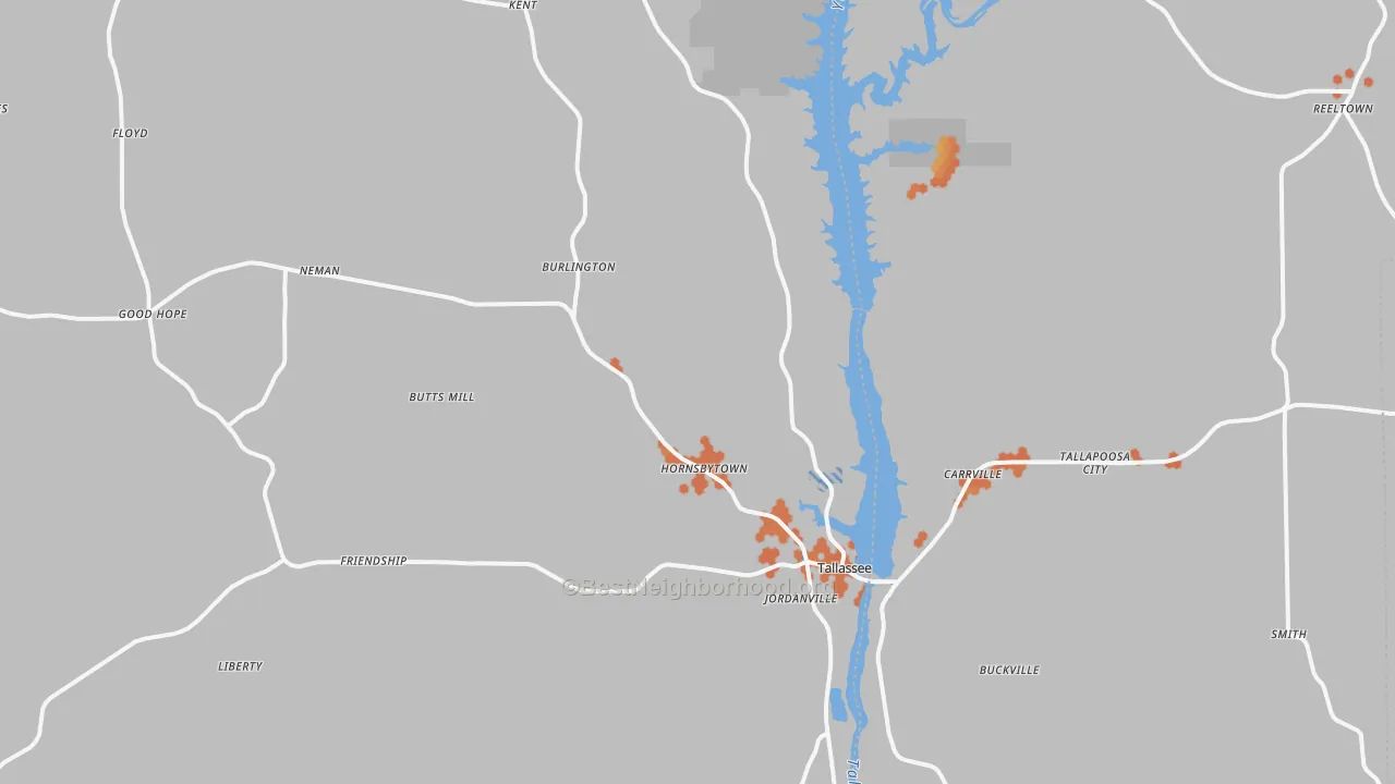 Bike Grade map of Tallassee, AL
