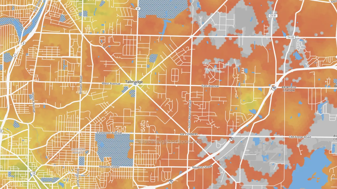Bike Grade map of Tallmadge, OH