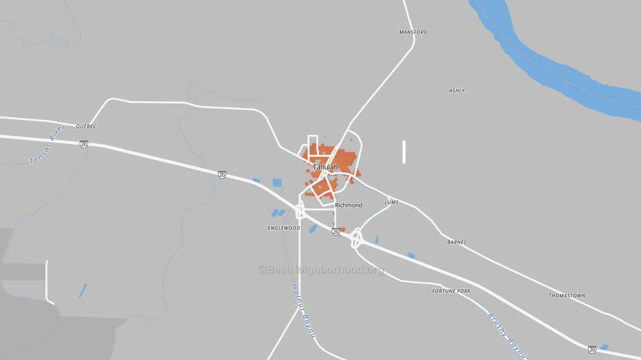 Bike Grade map of Tallulah, LA