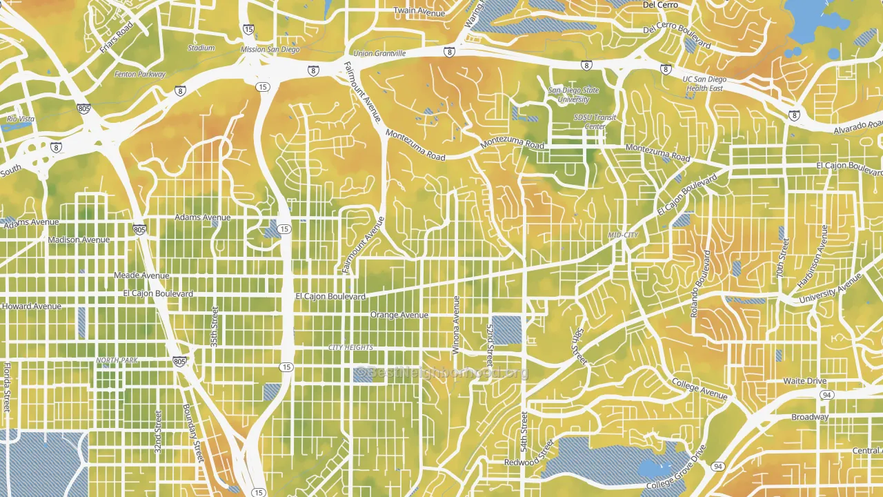 Bike Grade map of Talmadge, San Diego, CA