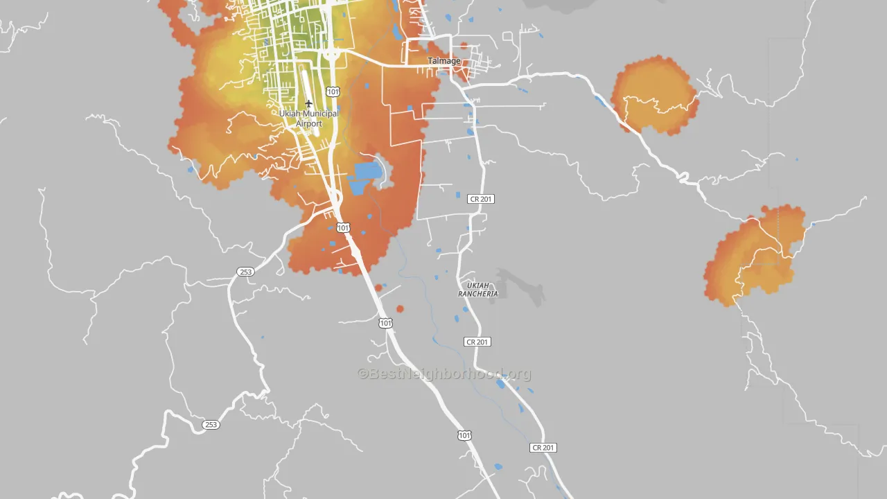 Bike Grade map of Talmage, CA