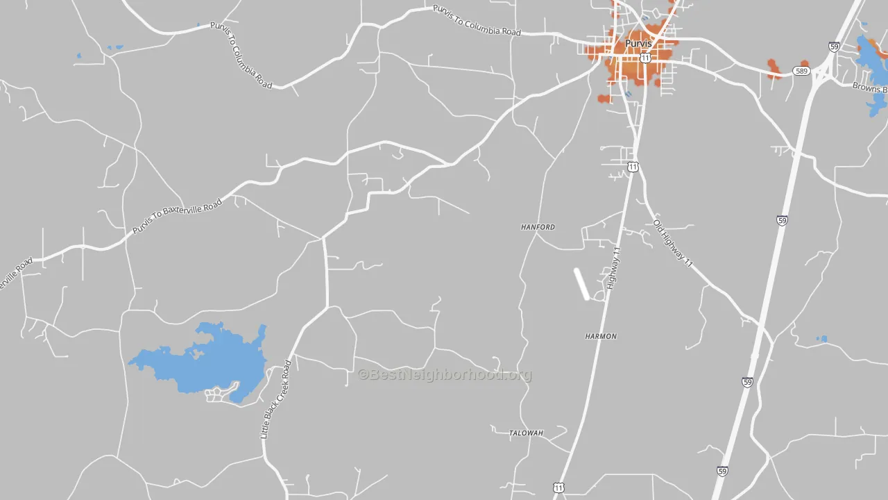 Bike Grade map of Talowah, MS