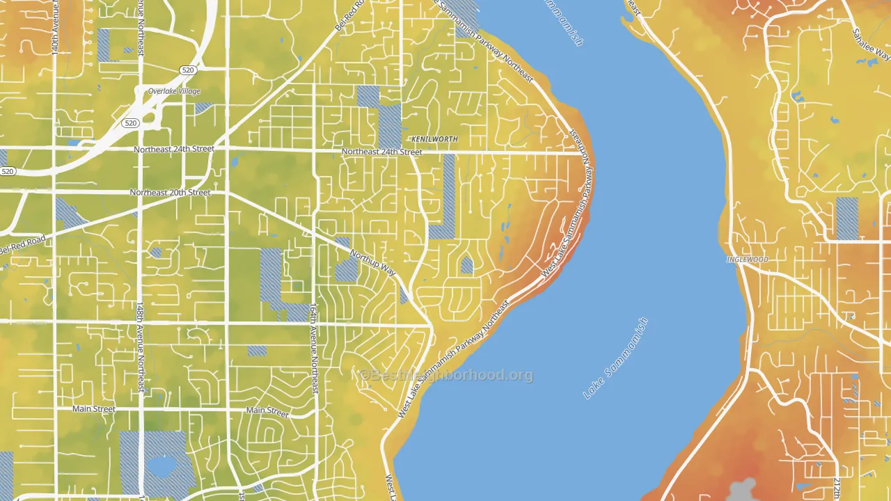 Bike Grade map of Tam O'shanter, Bellevue, WA