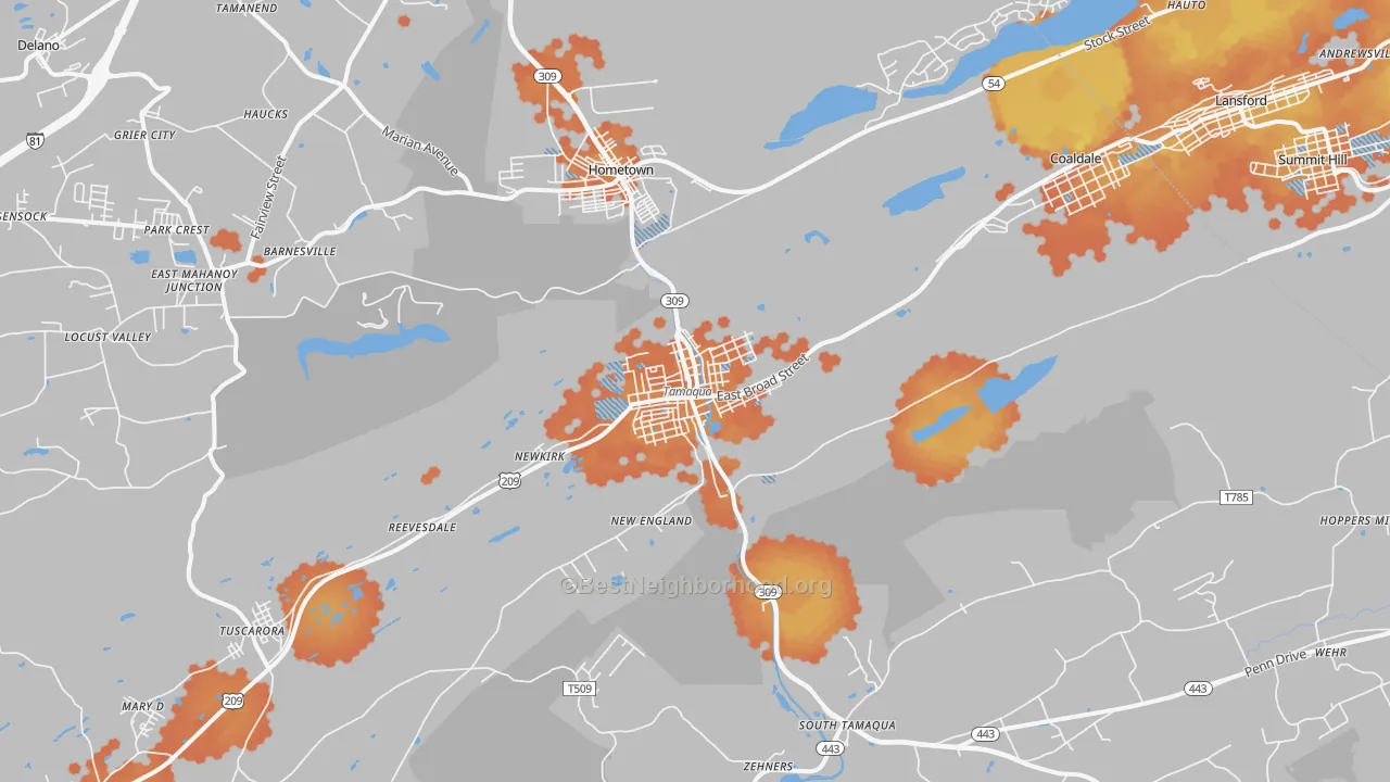 Bike Grade map of Tamaqua, PA