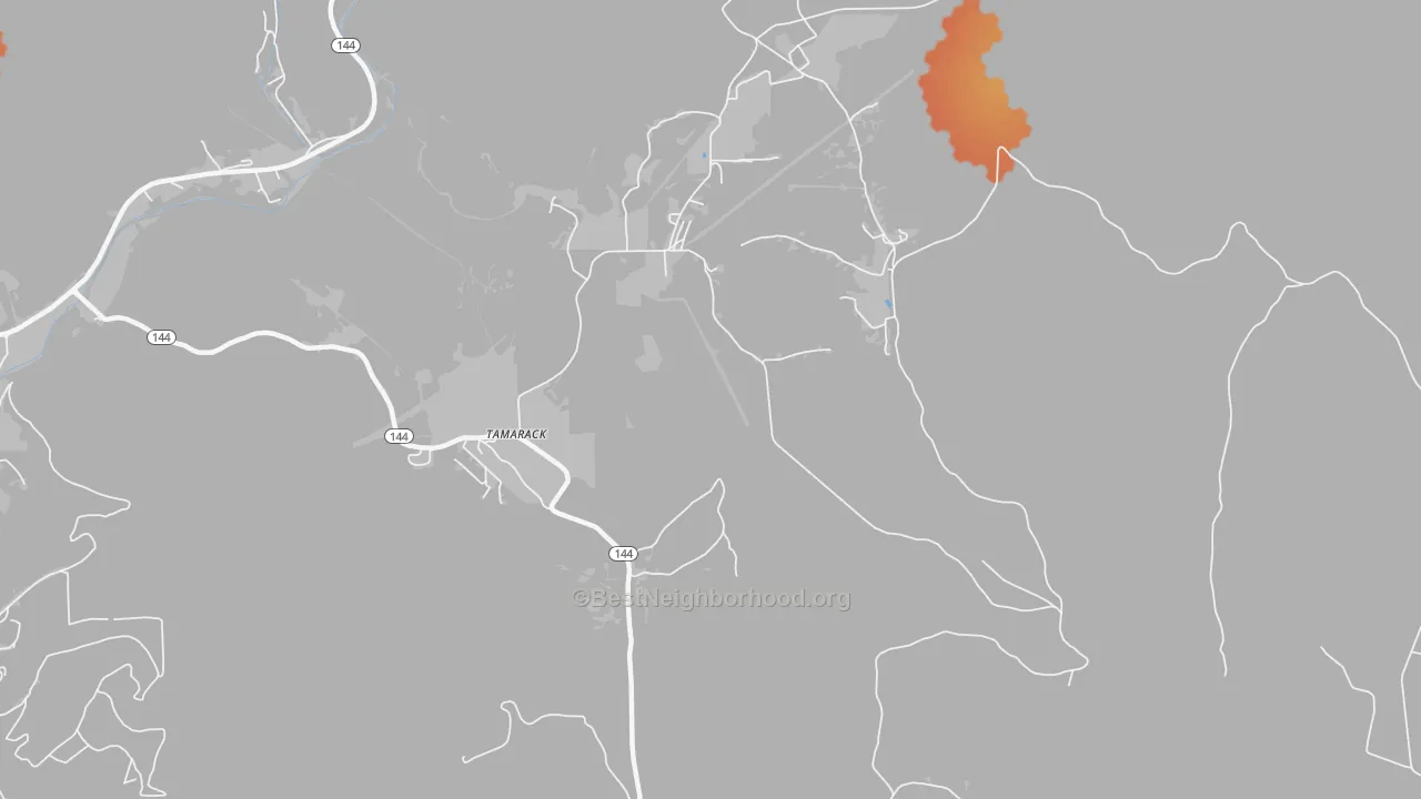 Bike Grade map of Tamarack, PA