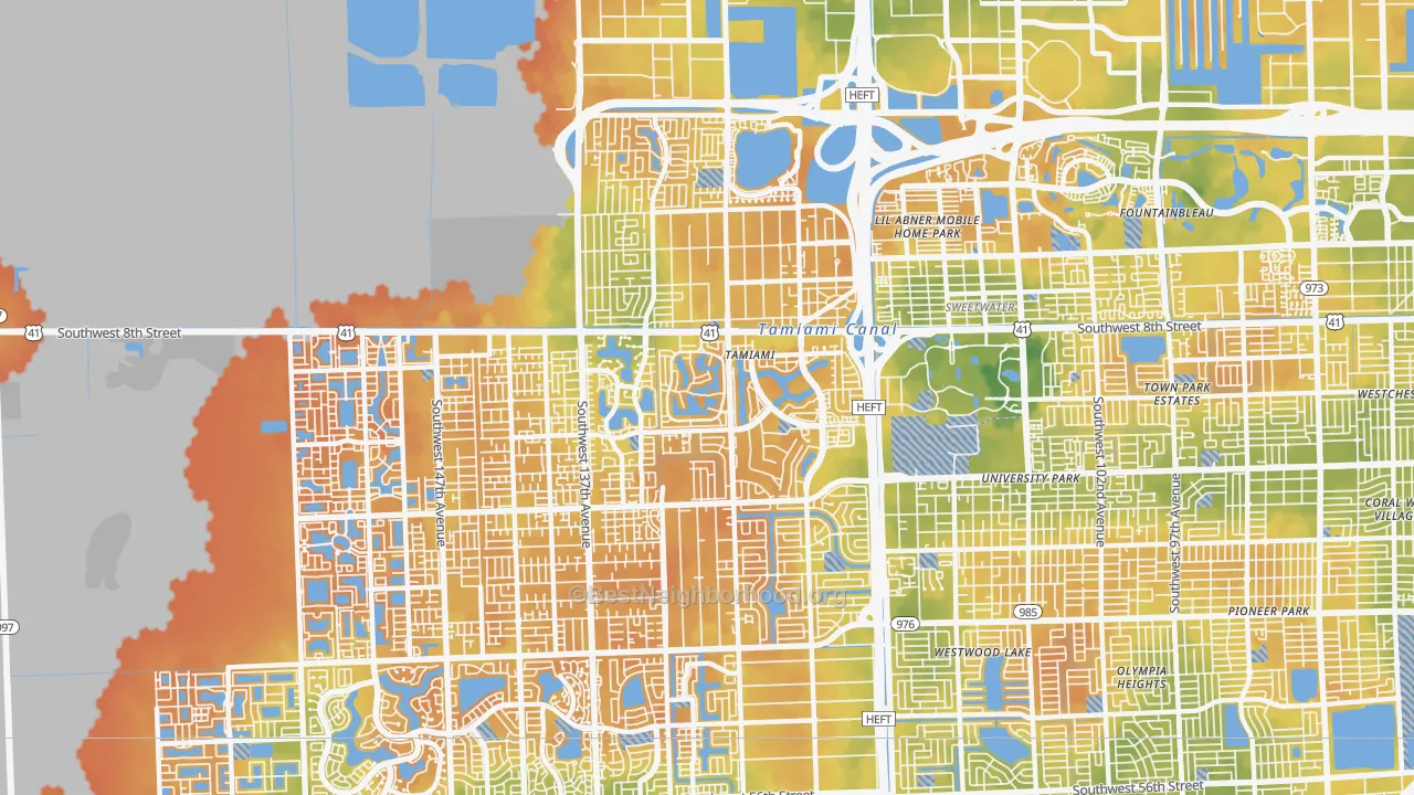 Bike Grade map of Tamiami, FL