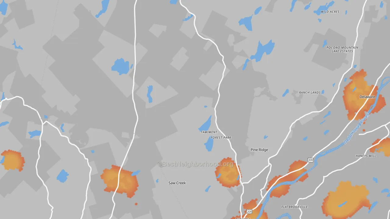 Bike Grade map of Tamiment, PA
