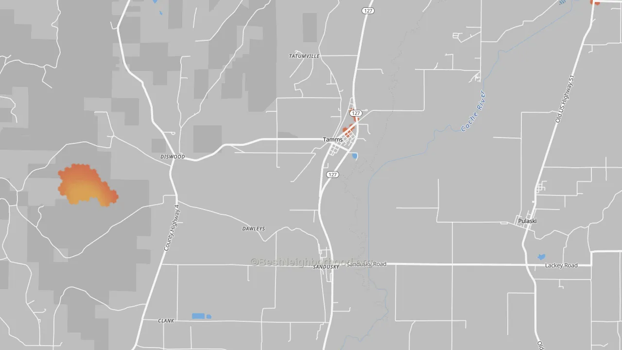 Bike Grade map of Tamms, IL