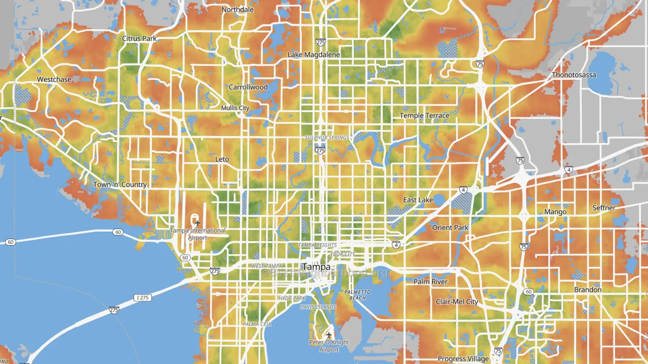 Bike Grade map of Tampa, FL