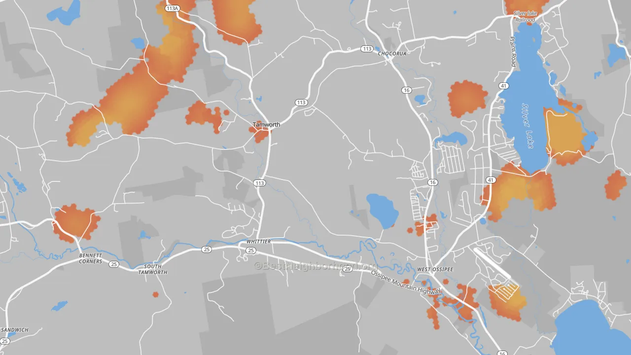 Bike Grade map of Tamworth, NH
