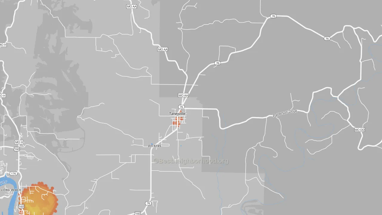 Bike Grade map of Taneyville, MO
