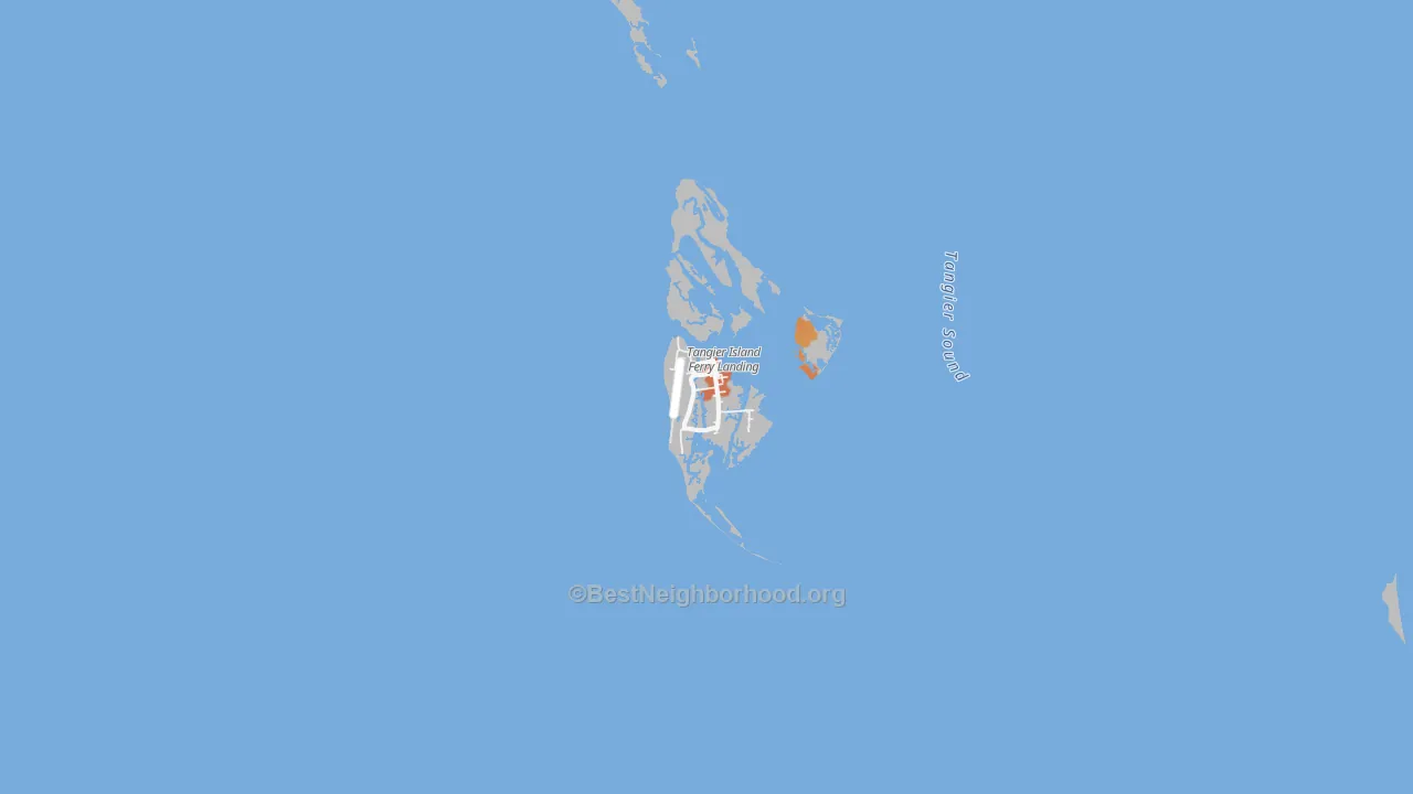Bike Grade map of Tangier, VA