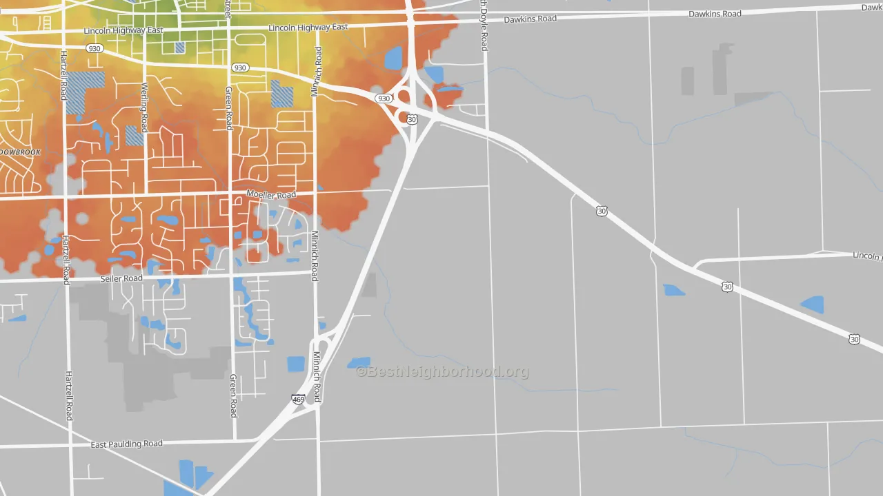 Bike Grade map of Tanglewood, IN