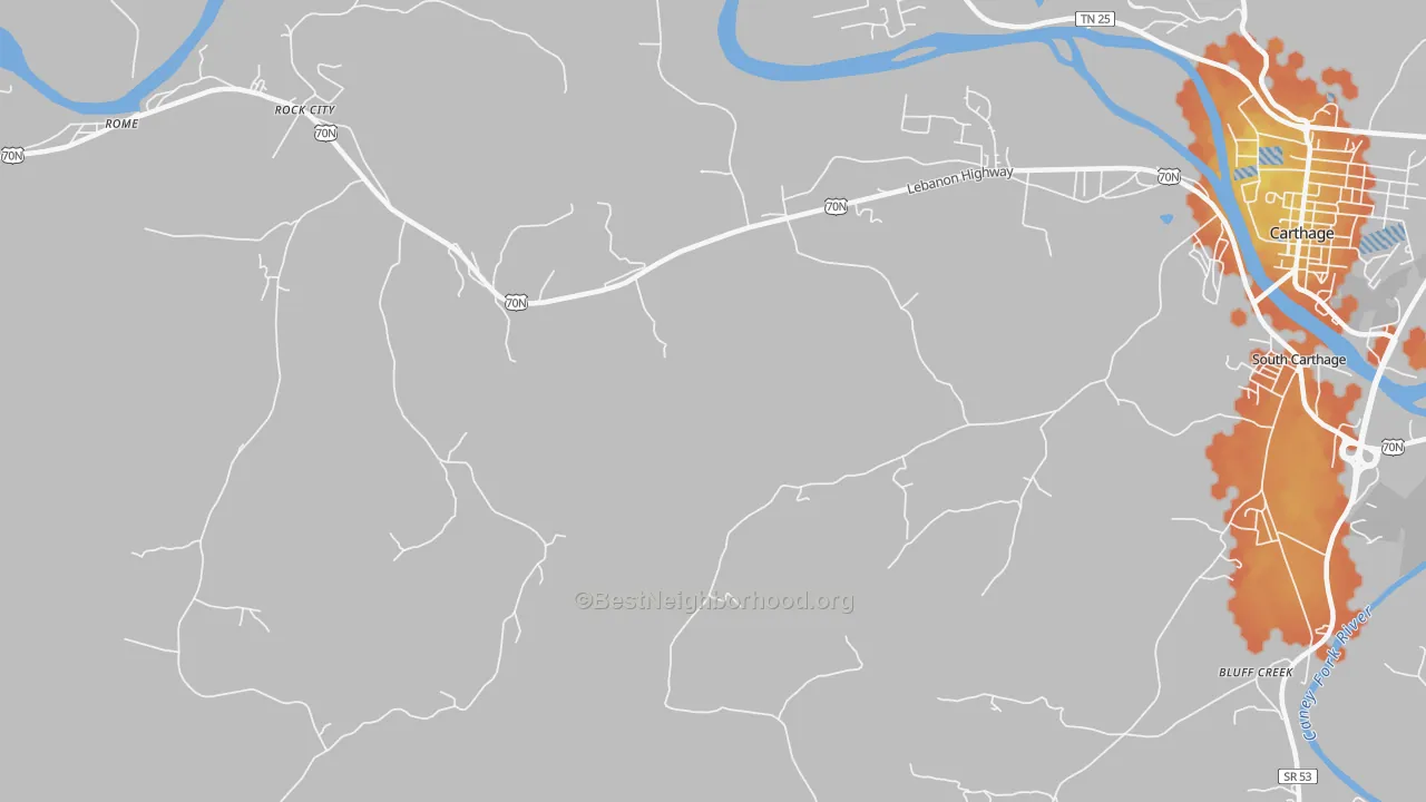 Bike Grade map of Tanglewood, TN